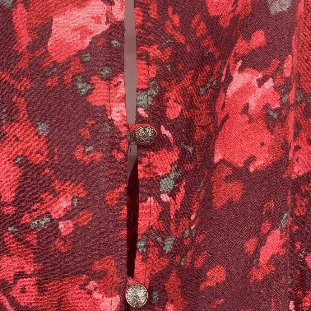 Free People Women's Berry Burgundy All The Right Ruffles Romper Size Small